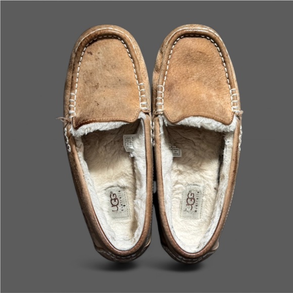 UGG Women’s Ansley Slippers Moccasins Chestnut Tan Suede Size 9 Pre Owned - Picture 1 of 8